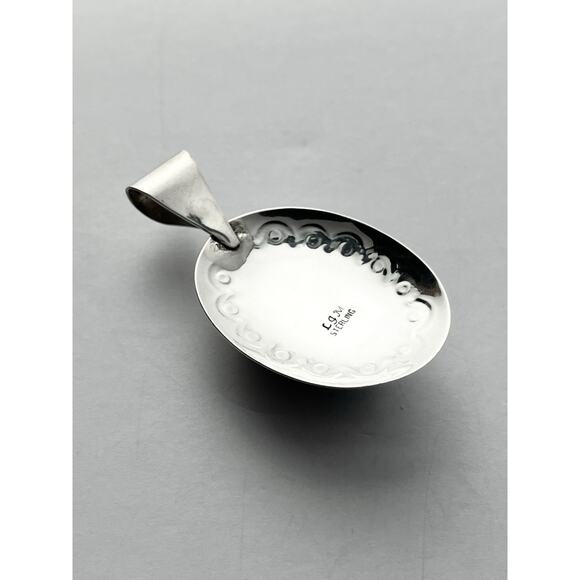 Vintage Sterling Silver .925 & Eilat Stone Navajo-Style Pendant, Signed LJM - Picture 5 of 5